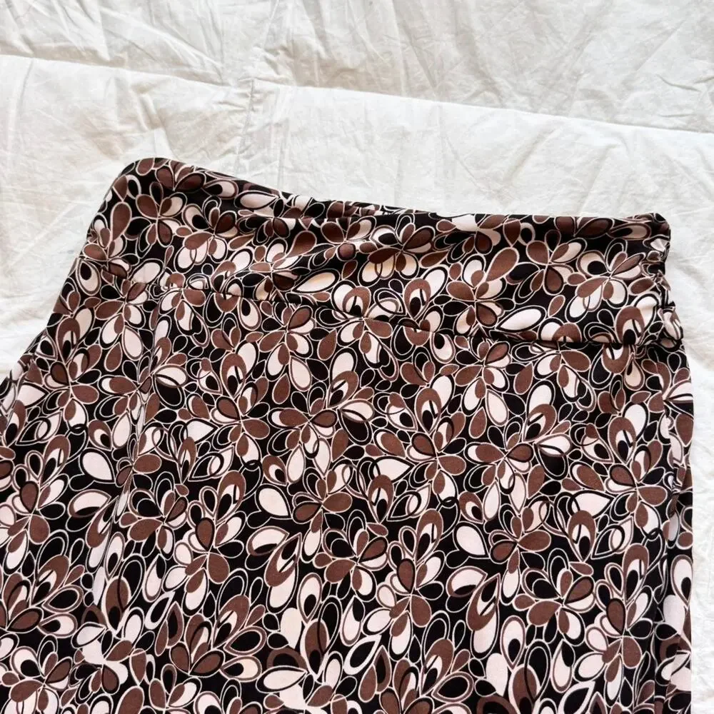 Vintage y2k floral abstract midi skirt brown black size medium mod whimsigoth‎